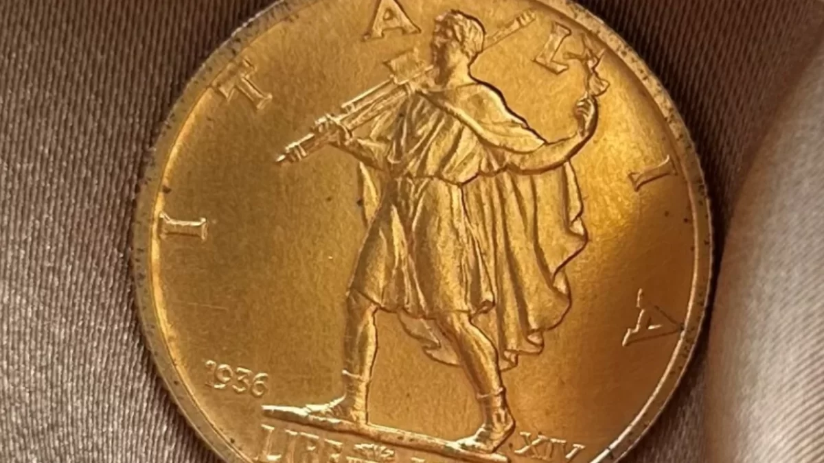 Littore su moneta d'oro del fascismo