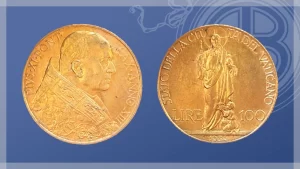 Moneta 100 lire d'oro Cristo Re di Pio XI