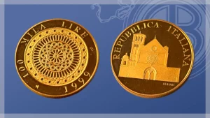 Moneta 100mila lire d'oro Basilica si San Francesco d'Assisi
