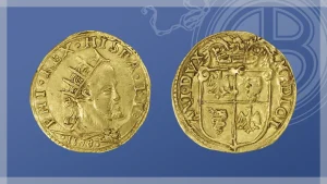 Doppia milanese di Filippo II d'Asburgo, moneta d'oro del 1578